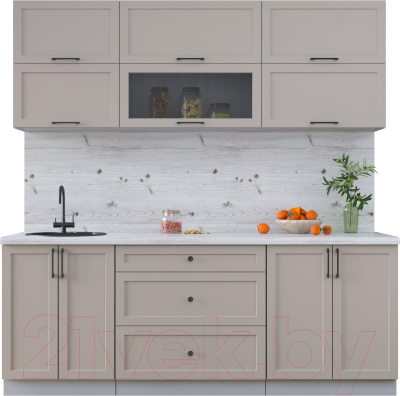 Кухонный гарнитур Интерлиния Тренд 2.1Б (луна/луна/бискайская сосна) - фото