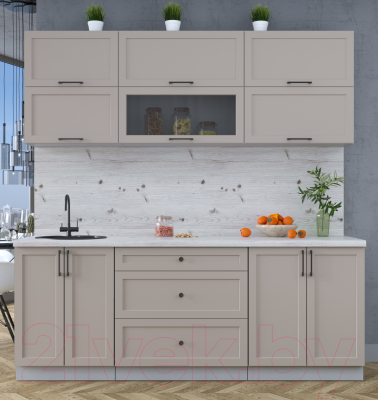 Кухонный гарнитур Интерлиния Тренд 2.1Б (луна/луна/бискайская сосна)