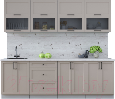 Кухонный гарнитур Интерлиния Тренд 2.4Б (луна/луна/бискайская сосна) - фото
