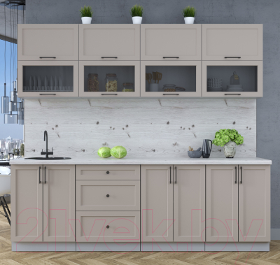 Кухонный гарнитур Интерлиния Тренд 2.4Б (луна/луна/бискайская сосна)