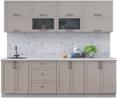 Кухонный гарнитур Интерлиния Тренд 2.5Б (луна/луна/бискайская сосна) - фото