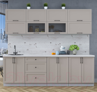 Кухонный гарнитур Интерлиния Тренд 2.5Б (луна/луна/бискайская сосна)