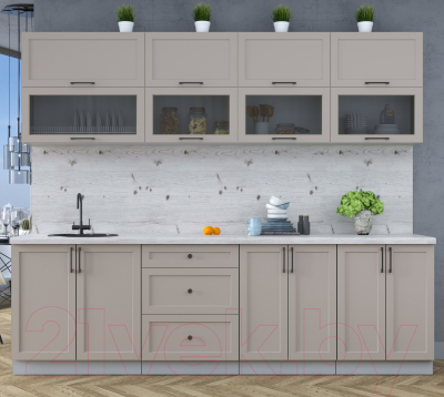 Кухонный гарнитур Интерлиния Тренд 2.6Б (луна/луна/бискайская сосна)