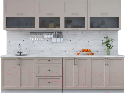 Кухонный гарнитур Интерлиния Тренд 2.8Б (луна/луна/бискайская сосна) - фото