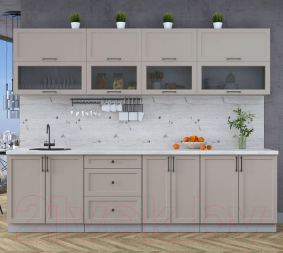 Кухонный гарнитур Интерлиния Тренд 2.8Б (луна/луна/бискайская сосна)