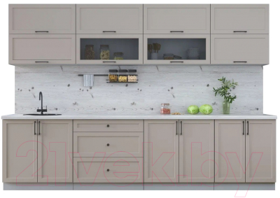 Кухонный гарнитур Интерлиния Тренд 3.1Б (луна/луна/бискайская сосна) - фото