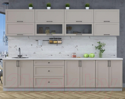 Кухонный гарнитур Интерлиния Тренд 3.1Б (луна/луна/бискайская сосна)