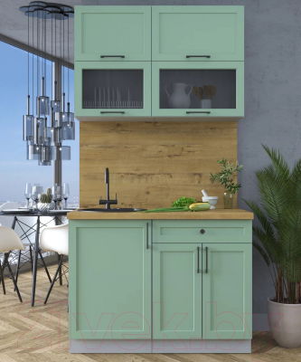 Кухонный гарнитур Интерлиния Тренд 1.1Б (мята/мята/дуб бунратти)