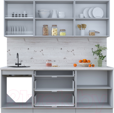 Кухонный гарнитур Интерлиния Тренд 2.1Б (мята/мята/дуб бунратти)