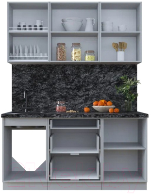 Кухонный гарнитур Интерлиния Тренд 1.6Б (мята/белый/бискайская сосна)