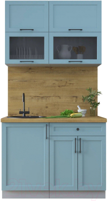 Кухонный гарнитур Интерлиния Тренд 1.1Б (океан/океан/дуб бунратти) - фото