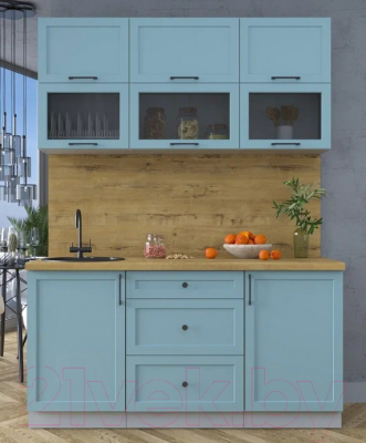 Кухонный гарнитур Интерлиния Тренд 1.6Б (океан/океан/дуб бунратти)