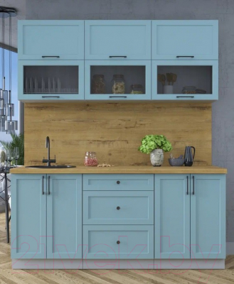 Кухонный гарнитур Интерлиния Тренд 1.8Б (океан/океан/дуб бунратти)