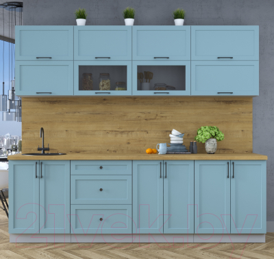 Кухонный гарнитур Интерлиния Тренд 2.5Б (океан/океан/дуб бунратти)