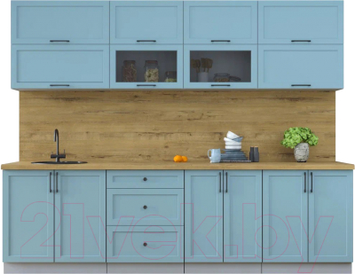 Кухонный гарнитур Интерлиния Тренд 2.7Б (океан/океан/дуб бунратти) - фото