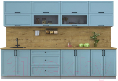 Кухонный гарнитур Интерлиния Тренд 3.1Б (океан/океан/дуб бунратти) - фото