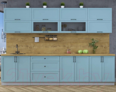 Кухонный гарнитур Интерлиния Тренд 3.1Б (океан/океан/дуб бунратти)