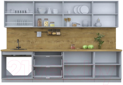 Кухонный гарнитур Интерлиния Тренд 3.2Б (океан/океан/дуб бунратти)