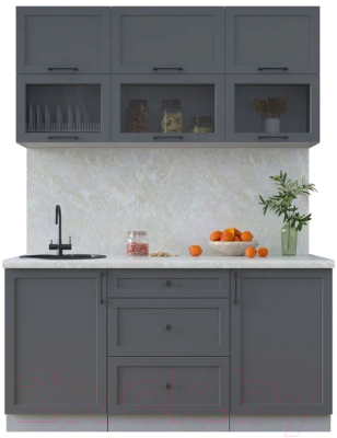 Кухонный гарнитур Интерлиния Тренд 1.6Б (пепел/пепел/опал светлый) - фото
