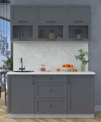Кухонный гарнитур Интерлиния Тренд 1.6Б (пепел/пепел/опал светлый)
