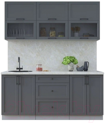 Кухонный гарнитур Интерлиния Тренд 1.8Б (пепел/пепел/опал светлый) - фото