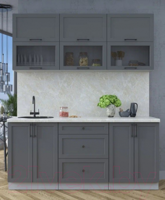 Кухонный гарнитур Интерлиния Тренд 1.8Б (пепел/пепел/опал светлый)