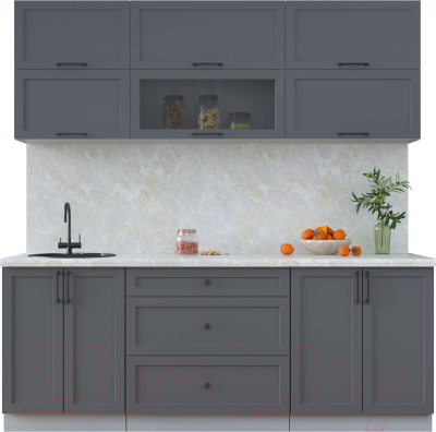 Кухонный гарнитур Интерлиния Тренд 2.1Б (пепел/пепел/опал светлый) - фото