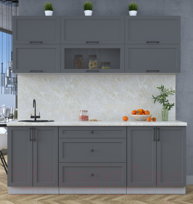 Кухонный гарнитур Интерлиния Тренд 2.1Б (пепел/пепел/опал светлый)