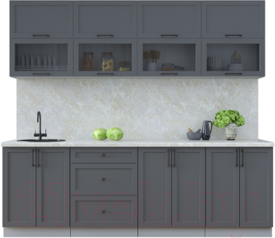 Кухонный гарнитур Интерлиния Тренд 2.4Б (пепел/пепел/опал светлый) - фото