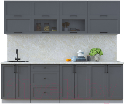 Кухонный гарнитур Интерлиния Тренд 2.5Б (пепел/пепел/опал светлый) - фото