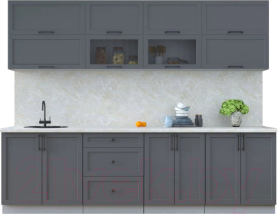 Кухонный гарнитур Интерлиния Тренд 2.7Б (пепел/пепел/опал светлый) - фото