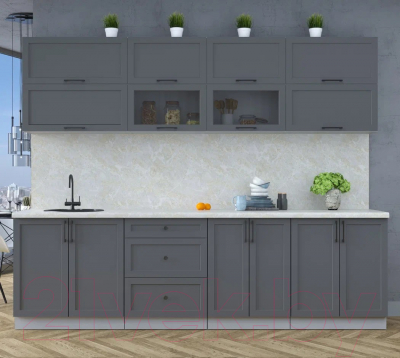 Кухонный гарнитур Интерлиния Тренд 2.7Б (пепел/пепел/опал светлый)
