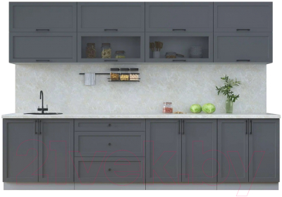 Кухонный гарнитур Интерлиния Тренд 3.1Б (пепел/пепел/опал светлый) - фото