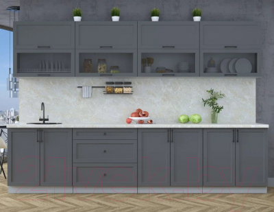 Кухонный гарнитур Интерлиния Тренд 3.2Б (пепел/пепел/опал светлый)