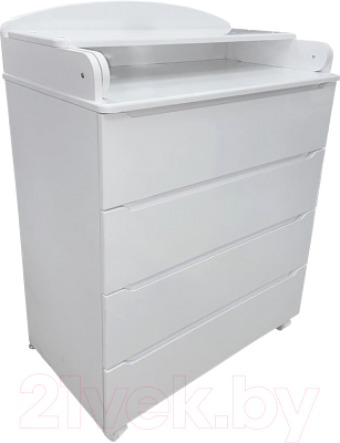 Комод пеленальный INDIGO Style 800/4 с широким пеленальным столиком МДФ (белый) - фото