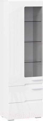 Шкаф-пенал с витриной ТриЯ Фьюжн ТД-260.07.25 (белый глянец/белый) - фото