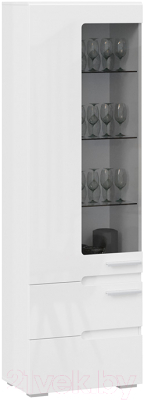 Шкаф-пенал с витриной ТриЯ Фьюжн ТД-260.07.25 (белый глянец/белый)