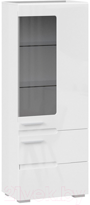 Шкаф-пенал с витриной ТриЯ Фьюжн ТД-260.07.27 (белый глянец/белый) - фото