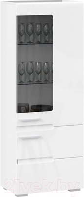 Шкаф-пенал с витриной ТриЯ Фьюжн ТД-260.07.27 (белый глянец/белый)