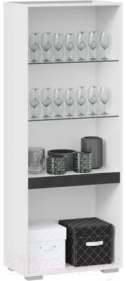 Шкаф-пенал с витриной ТриЯ Фьюжн ТД-260.07.27 (белый глянец/белый)