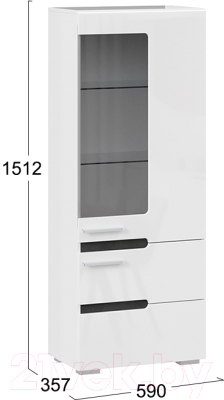 Шкаф-пенал с витриной ТриЯ Фьюжн ТД-260.07.27 (белый глянец/белый)