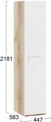 Шкаф-пенал ТриЯ Фьюжн ТД-260.07.01 (белый глянец/дуб делано)