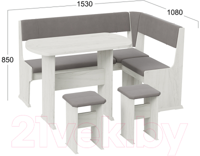 Обеденная группа ТриЯ Рио (дуб крафт белый/микровелюр Duna Steel)