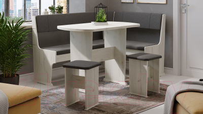 Обеденная группа ТриЯ Рио (дуб крафт белый/микровелюр Duna Steel)