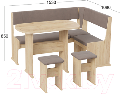 Обеденная группа ТриЯ Рио (дуб крафт золотой/микровелюр Duna Stone)