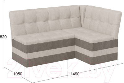 Уголок кухонный мягкий ТриЯ Оскар исп.2 (микровелюр Wellmart Dark Beige/Latte)