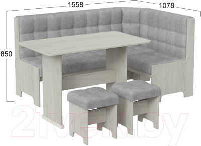 Обеденная группа ТриЯ Флорида (дуб крафт белый/микровелюр Wellmart Silver)