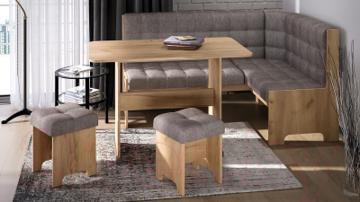 Обеденная группа ТриЯ Флорида (дуб крафт белый/микровелюр Wellmart Silver)