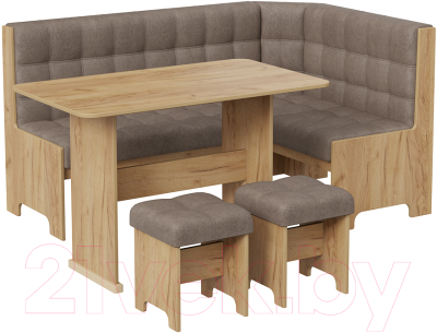 Обеденная группа ТриЯ Флорида (дуб крафт золотой/микровелюр Wellmart Latte) - фото