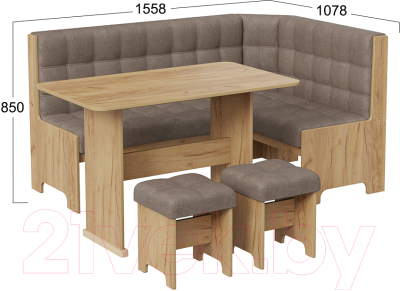 Обеденная группа ТриЯ Флорида (дуб крафт золотой/микровелюр Wellmart Latte)